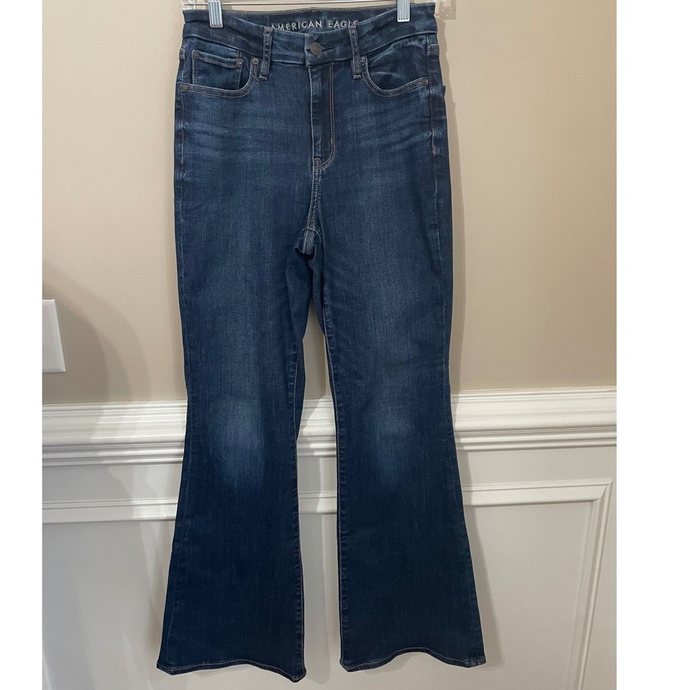 American Eagle Curvy Super High-Rise Flare Jeans Dark Wash Size 6 Next Level